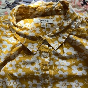Madewell Mustard Floral Collared Shirt